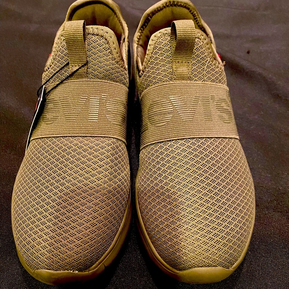 Army green slip on tennis shoes